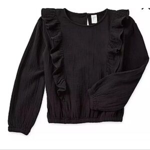 *NWT* Thereabouts - Girls Size 6 - Crew Neck Black Ruffle Blouse MSRP $36